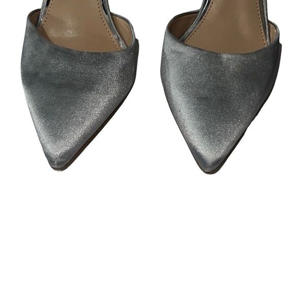 Jewel Badgley Mischka Jazmine Gray Silver Glitter Satin Evening Pump Heels Sz 8 - Picture 8 of 11